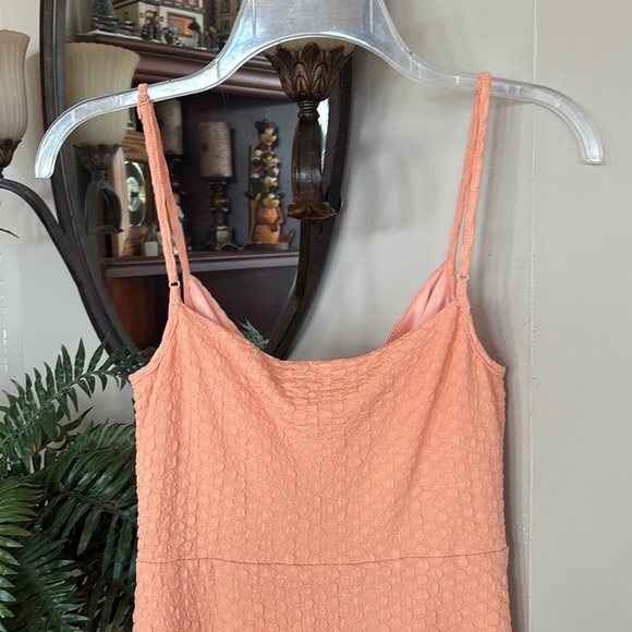 NWOT WAYF Iris Ruffle Hem Midi Dress Orange Ruched Lace Up Cutouts Bodycon Sexy - Picture 14 of 16